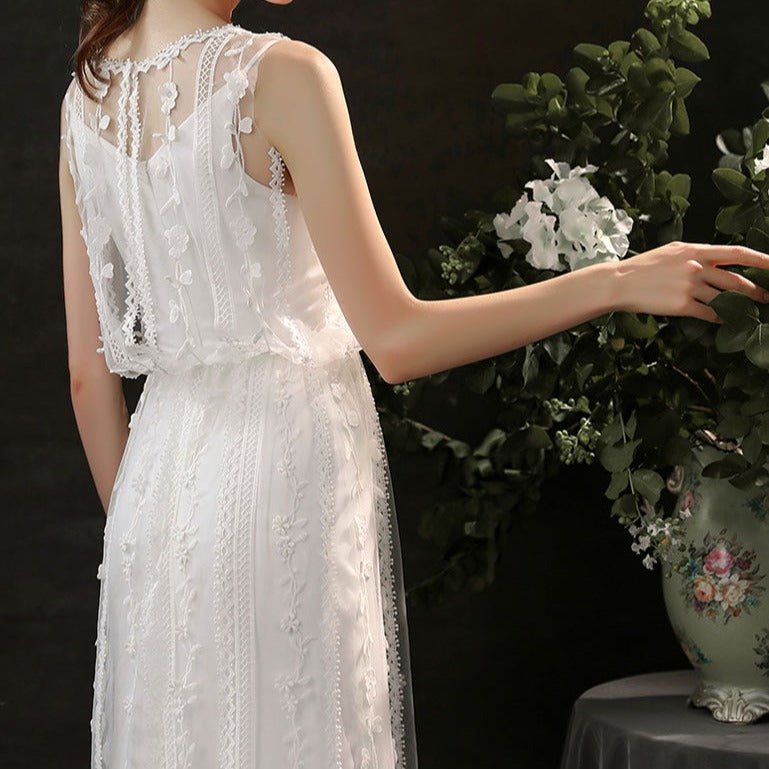 Lace Satin 2 Piece Wedding Dress - LiveTrendsX