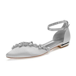 Lady pointed toe flats ankle strap evening dress shoes - LiveTrendsX