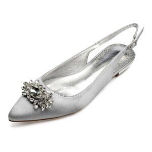 Lady satin evening dress shoes bridal wedding prom flats - LiveTrendsX