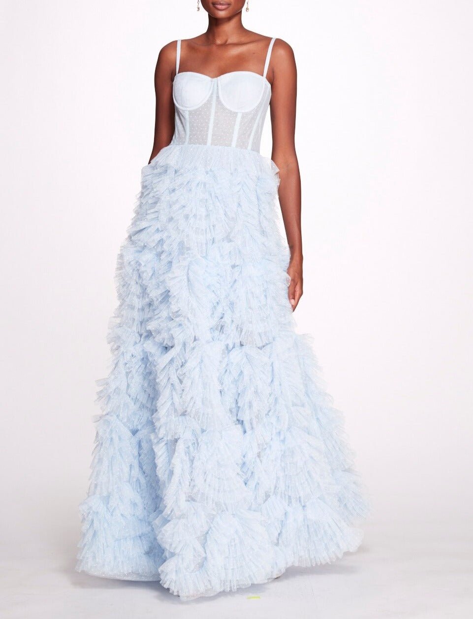 Layered Ruffles Tulle Ball Gown With Dot A - line Fluffy Prom Gown Elegant - LiveTrendsX