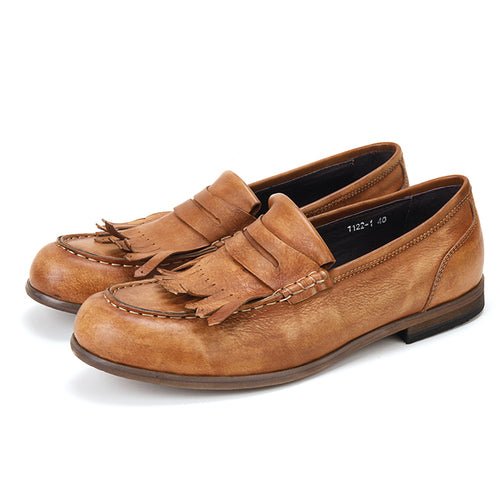 Leather retro tassel casual leather shoes handmade loafers - LiveTrendsX