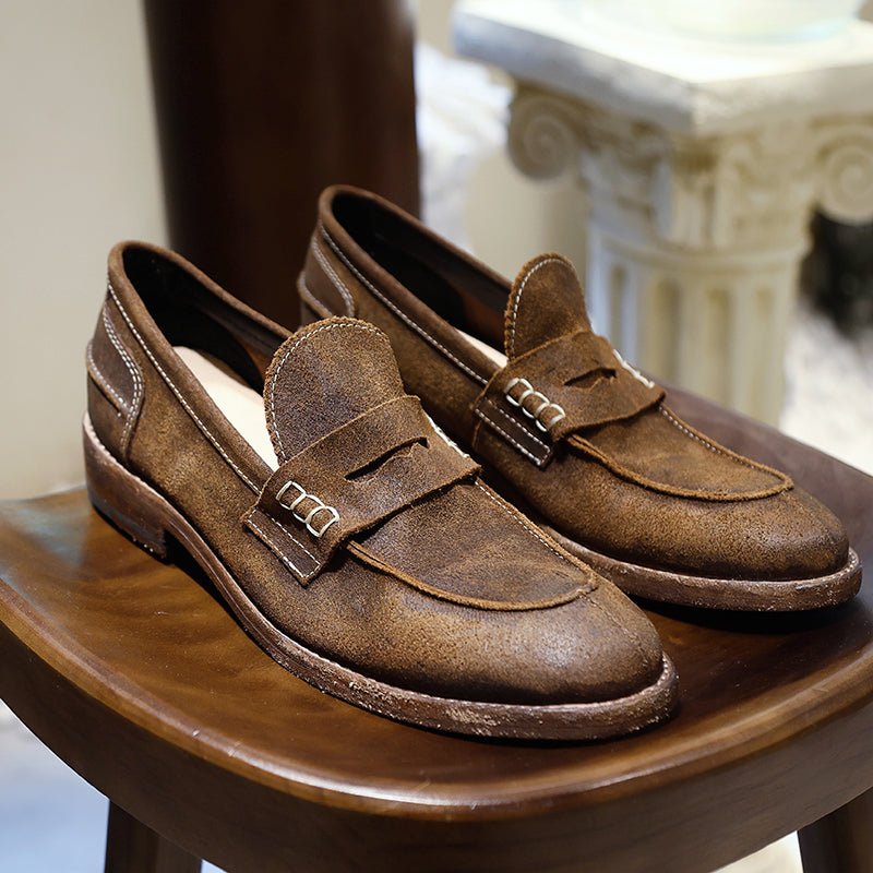 Leather Sole Casual Leather Shoes Vintage British Loafers - LiveTrendsX