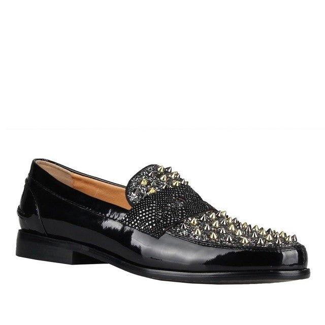 Leopard horse hair Spikes Mens Loafers Red Bottom - LiveTrendsX