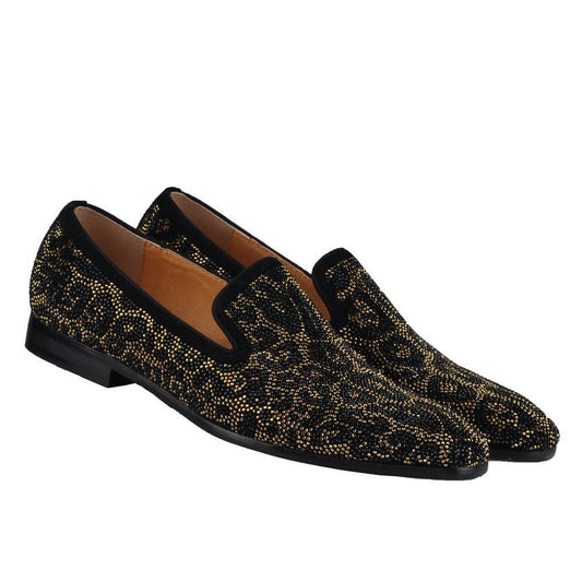 Leopard Rhinestone Mens Flats Loafers shoes - LiveTrendsX