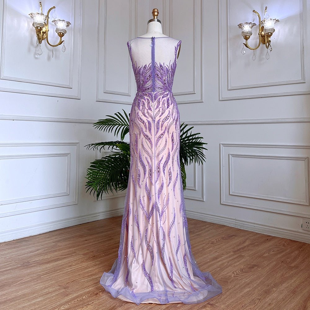 Lilac Mermaid Elegant Beaded Gowns For Women - LiveTrendsX