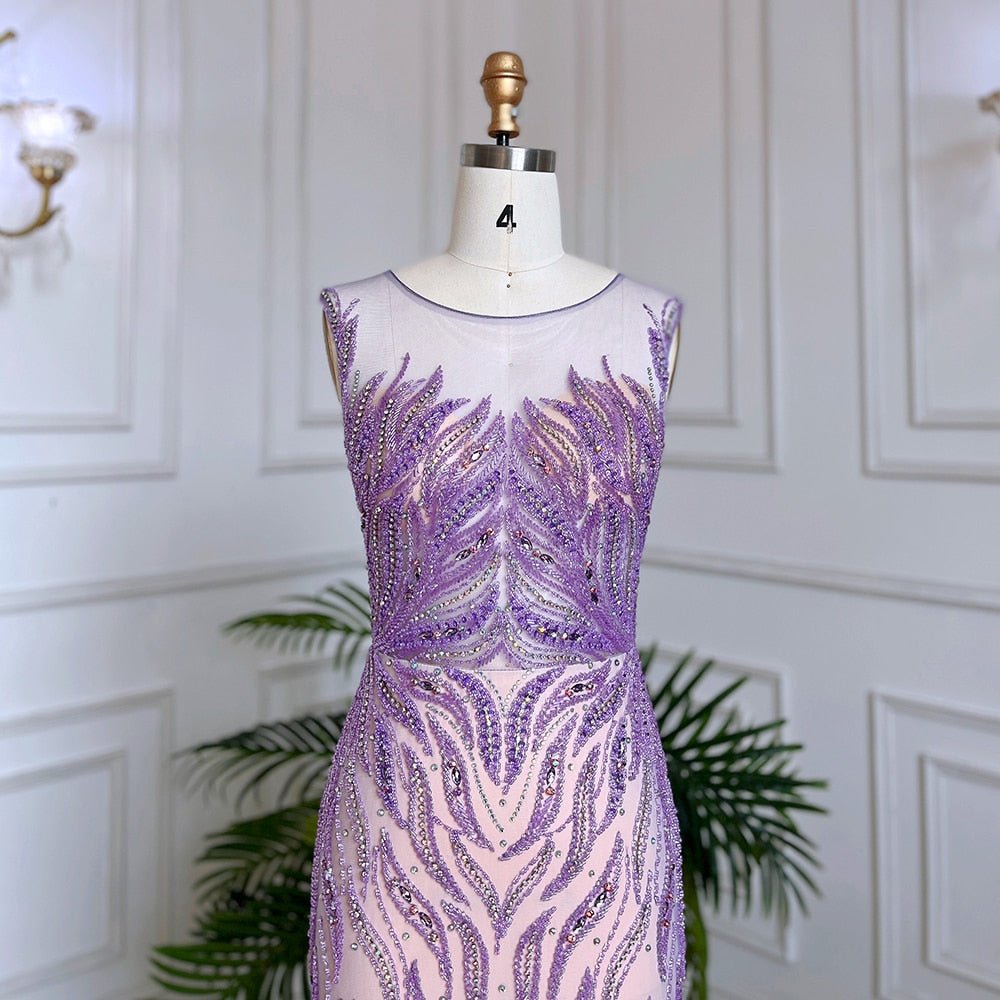 Lilac Mermaid Elegant Beaded Gowns For Women - LiveTrendsX