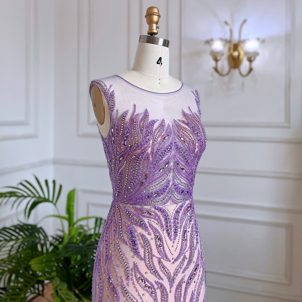 Lilac Mermaid Elegant Beaded Gowns For Women - LiveTrendsX