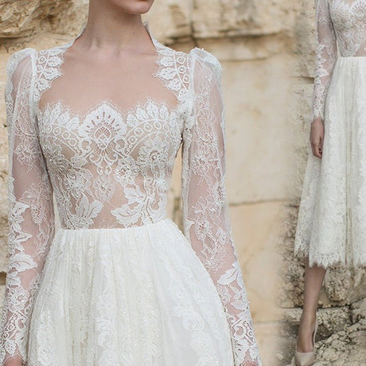 Long Sleeve Lace Wedding Dress - LiveTrendsX