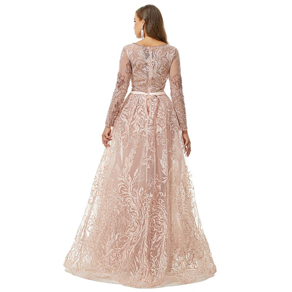 Long Sleeve Vintage Lace Dubai Women Formal Evening Gowns - LiveTrendsX
