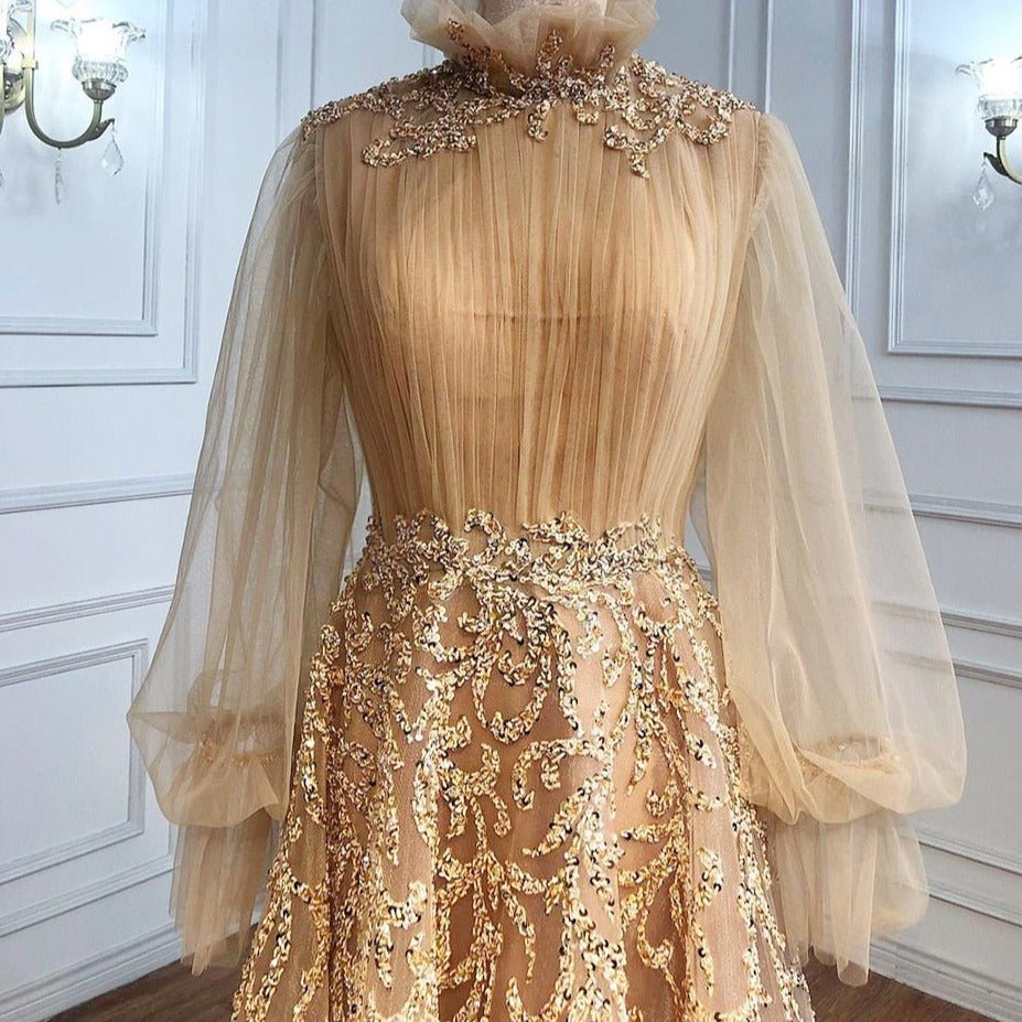 Luxury Evening Dresses Gowns Lantern Sleeves - LiveTrendsX