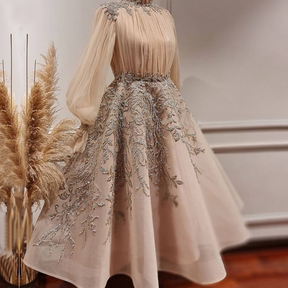 Luxury Evening Dresses Gowns Lantern Sleeves - LiveTrendsX