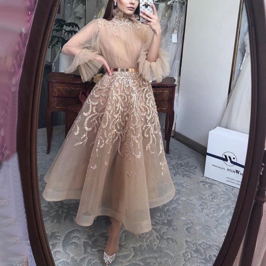 Luxury Evening Dresses Gowns Lantern Sleeves - LiveTrendsX