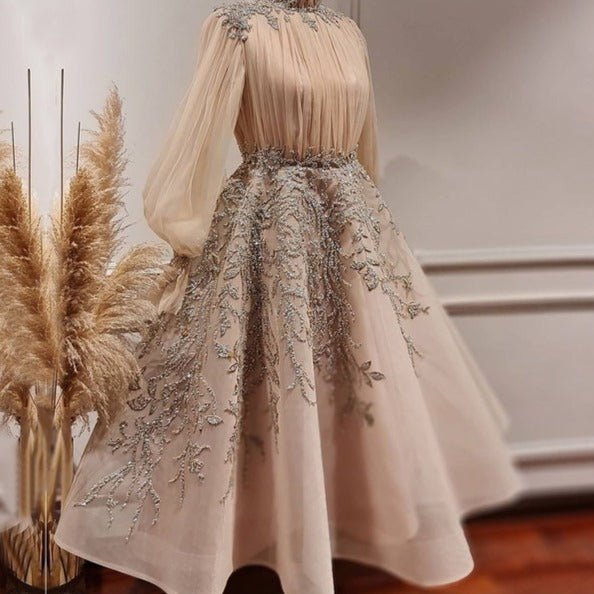 Luxury Evening Dresses Gowns Lantern Sleeves - LiveTrendsX