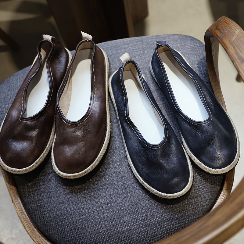 Men handmade stitched leather sole shoes - LiveTrendsX
