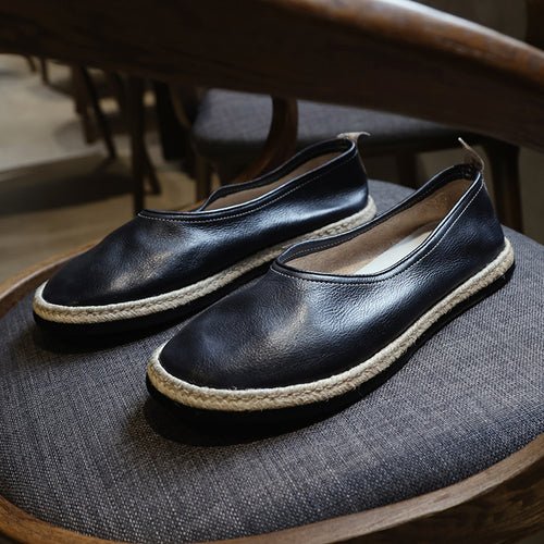 Men handmade stitched leather sole shoes - LiveTrendsX