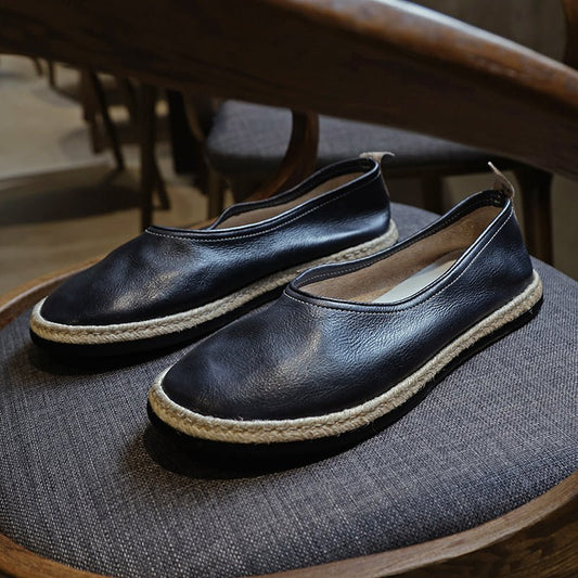 Men handmade stitched leather sole shoes - LiveTrendsX