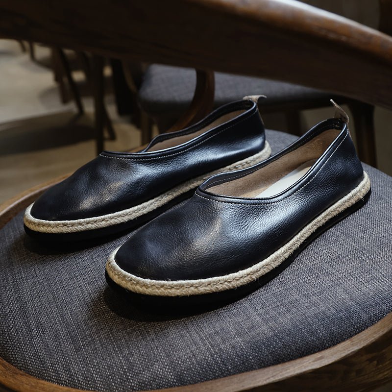 Men handmade stitched leather sole shoes - LiveTrendsX