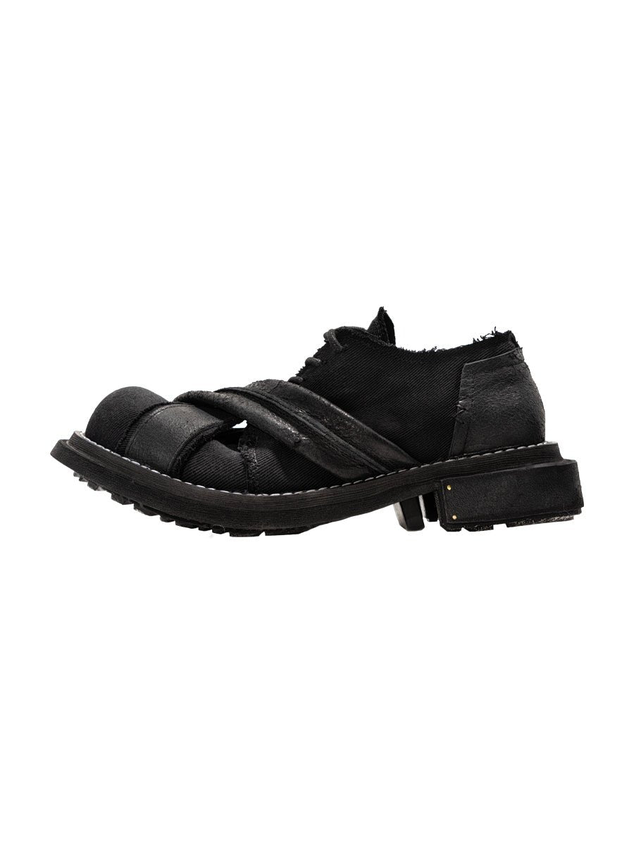 Men's breathable shoes with heightened thick bottom cowhide and canvas - LiveTrendsX