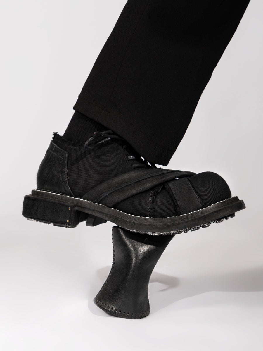 Men's breathable shoes with heightened thick bottom cowhide and canvas - LiveTrendsX