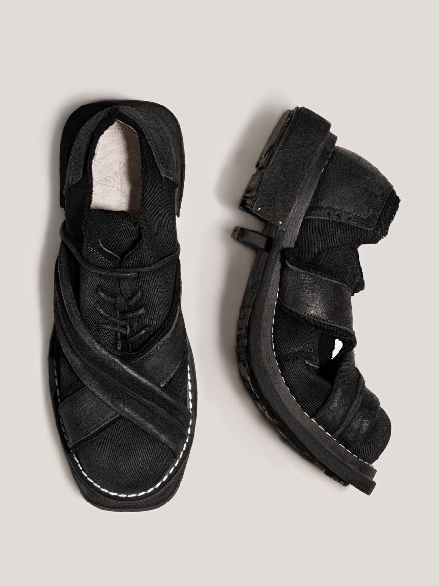 Men's breathable shoes with heightened thick bottom cowhide and canvas - LiveTrendsX