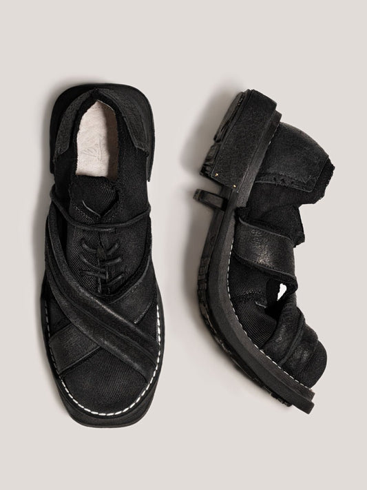 Men's breathable shoes with heightened thick bottom cowhide and canvas - LiveTrendsX