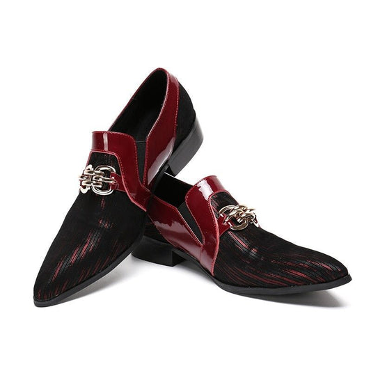 Mens Genuine Leather Red Party Wedding Formal Shoes - LiveTrendsX
