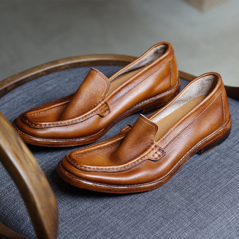 Men's high end breathable leather loafers with cowhide soles - LiveTrendsX