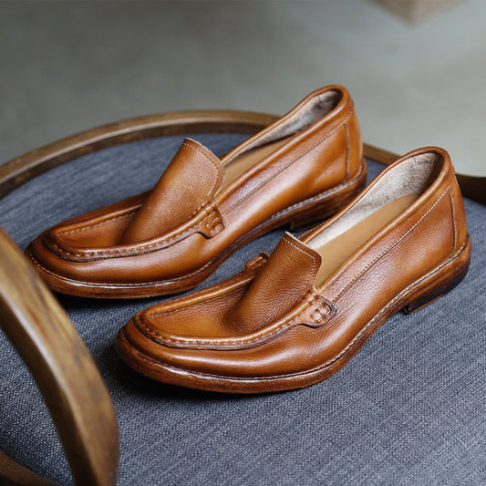 Men's high end breathable leather loafers with cowhide soles - LiveTrendsX