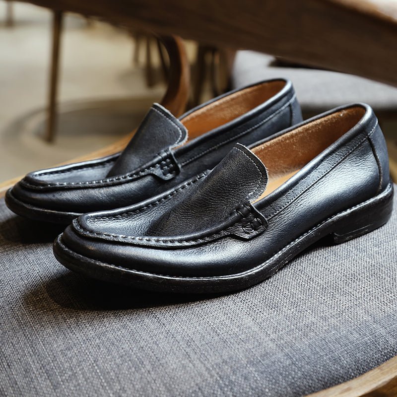 Men's high end breathable leather loafers with cowhide soles - LiveTrendsX