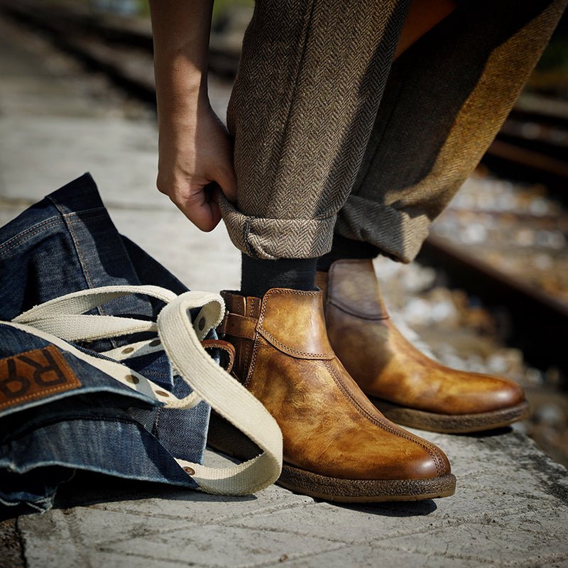 Men's high top leather chelsea boots - LiveTrendsX