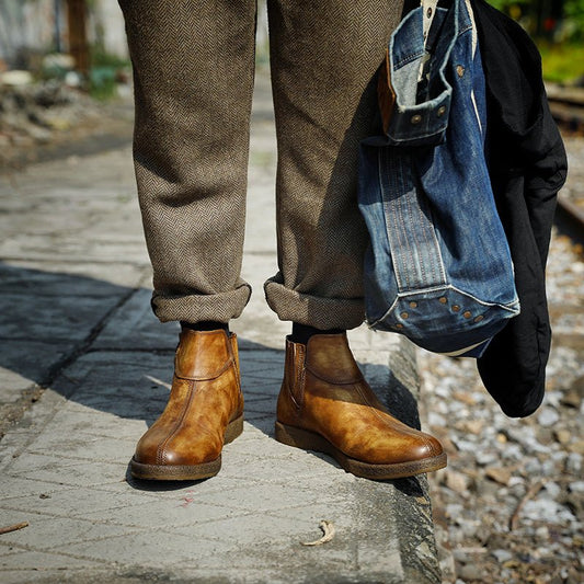 Men's high top leather chelsea boots - LiveTrendsX