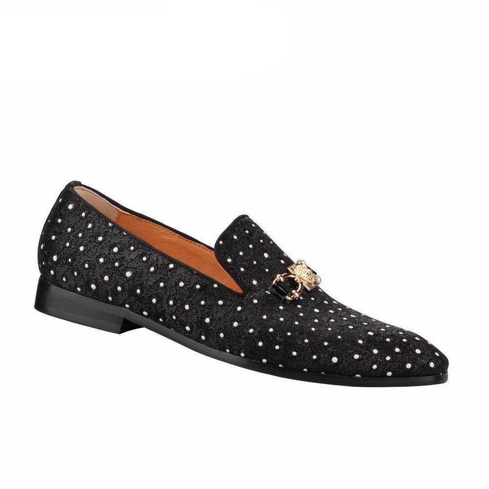 Mens Loafers shoes Lion White dot Slip On Shoes - LiveTrendsX