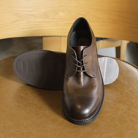 Men's round toe commuter leather thick sole leather shoes - LiveTrendsX