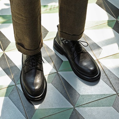 Men's round toe platform height increasing shoes - LiveTrendsX