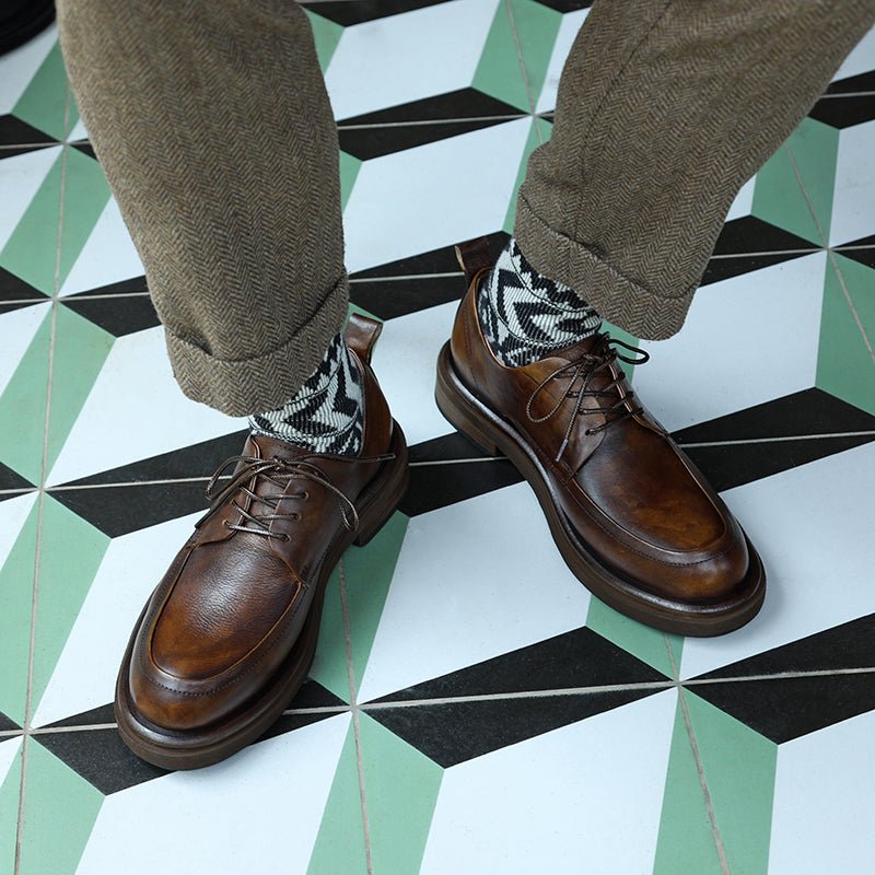 Men's round toe platform height increasing shoes - LiveTrendsX