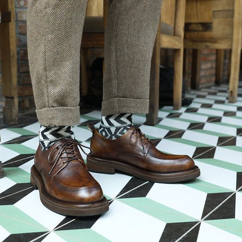 Men's round toe platform height increasing shoes - LiveTrendsX