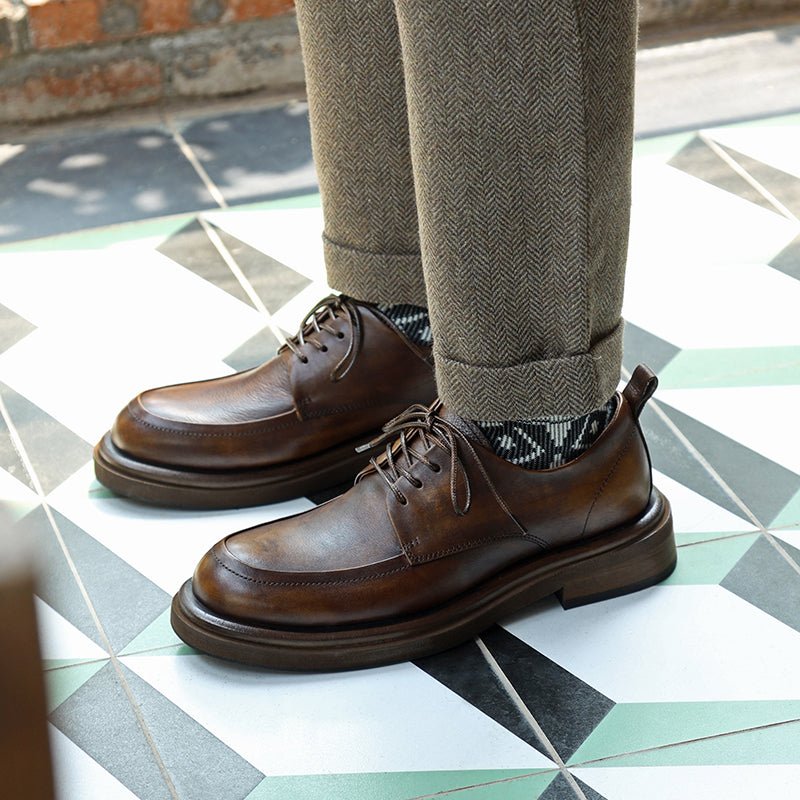 Men's round toe platform height increasing shoes - LiveTrendsX