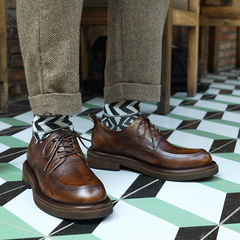 Men's round toe platform height increasing shoes - LiveTrendsX