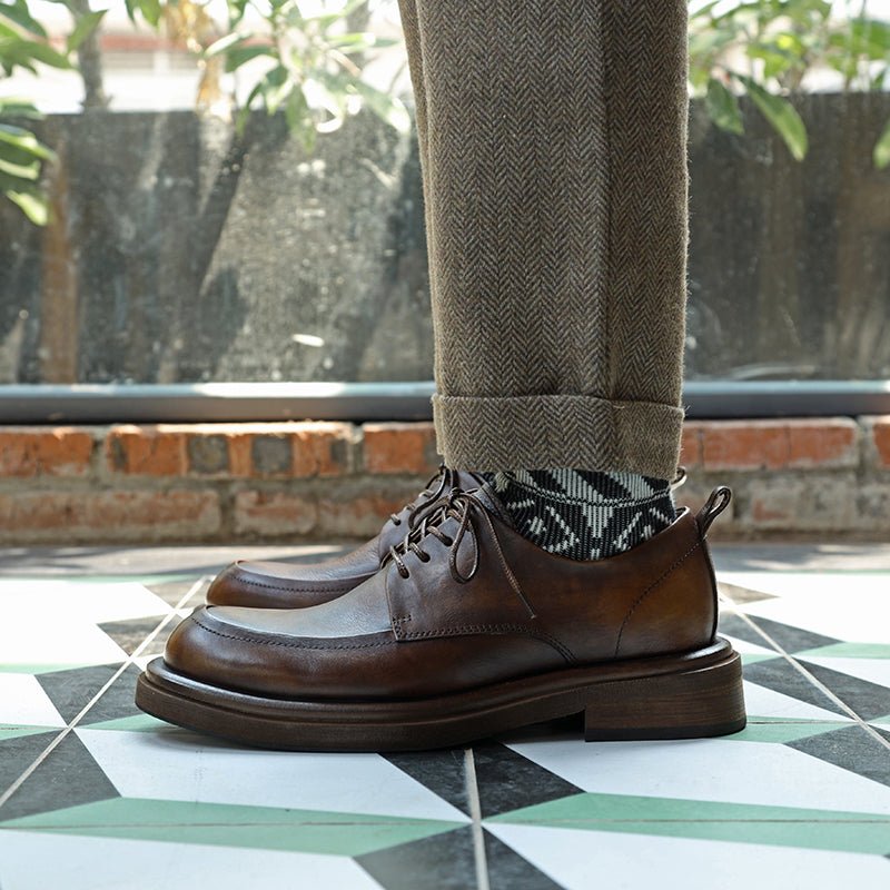 Men's round toe platform height increasing shoes - LiveTrendsX