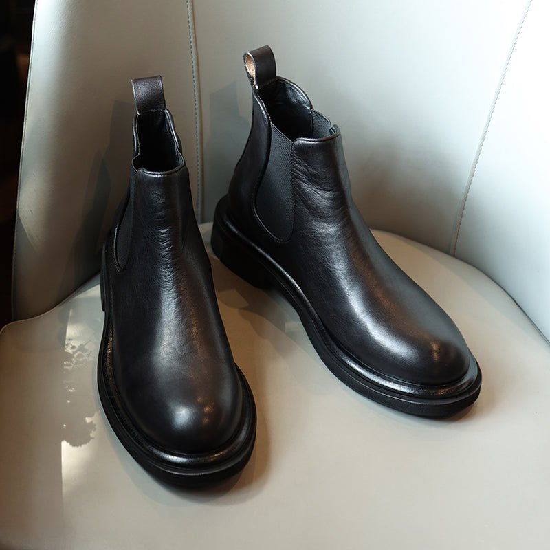 Men's thick sole heightening trendy breathable chelsea boots - LiveTrendsX