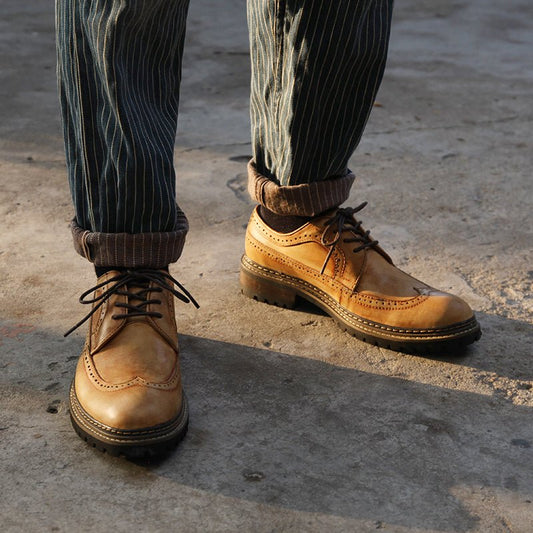 Men's thick - soled trendy carved thick - soled work shoes - LiveTrendsX