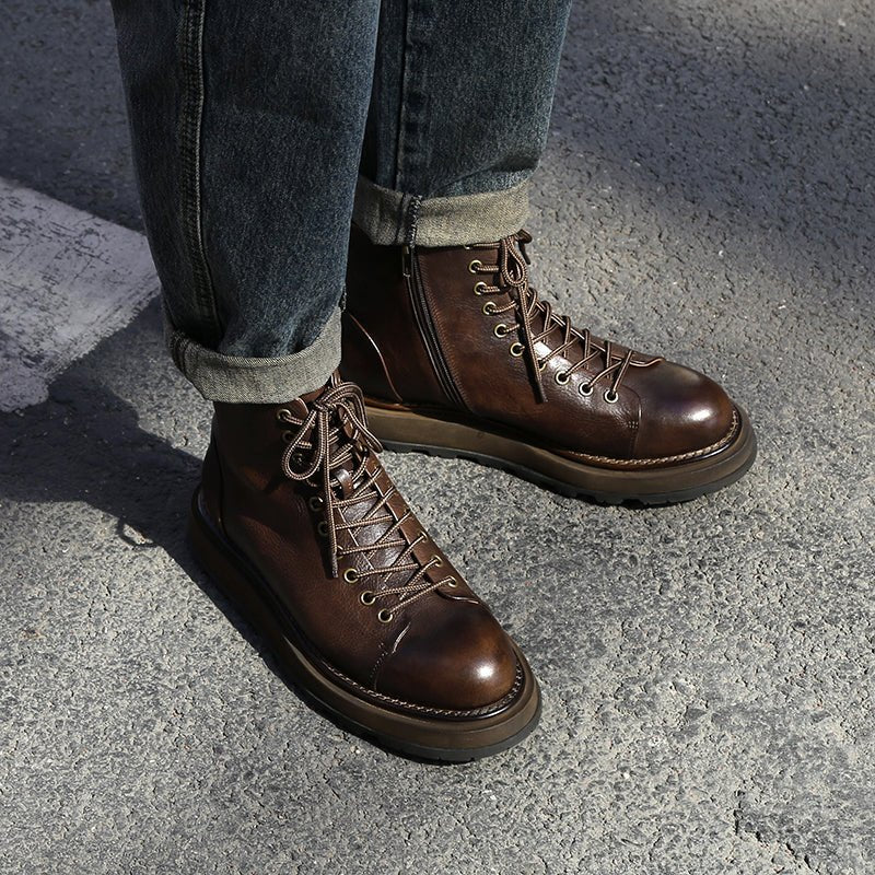 Men's trend heightening soft bottom martin boots - LiveTrendsX