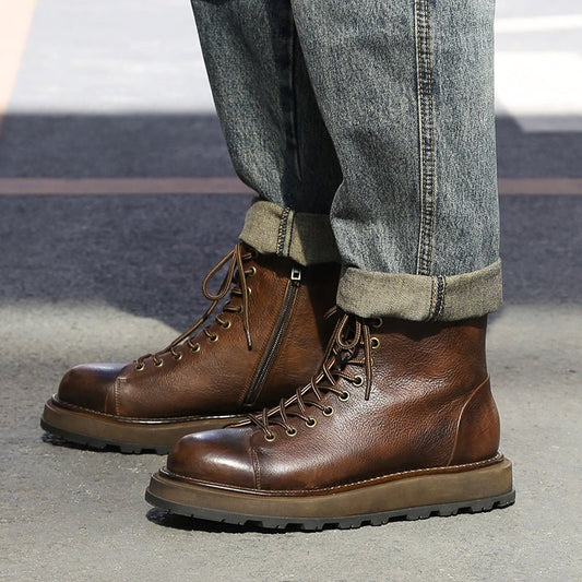 Men's trend heightening soft bottom martin boots - LiveTrendsX