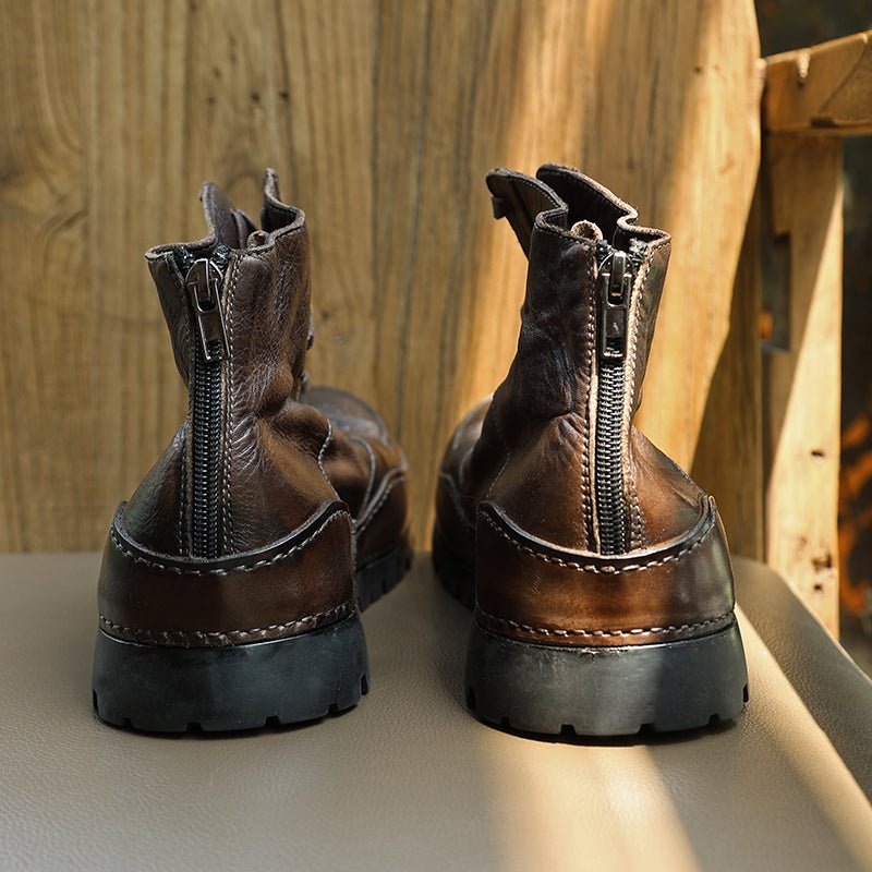 Men's trendy breathable thick bottom zipper ankle boots - LiveTrendsX