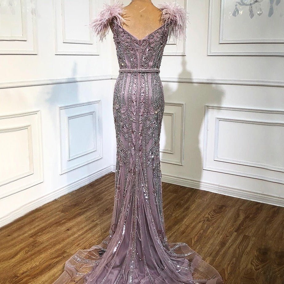 Mermaid Evening Dresses Gowns Elegant Feathers Beading For Women - LiveTrendsX