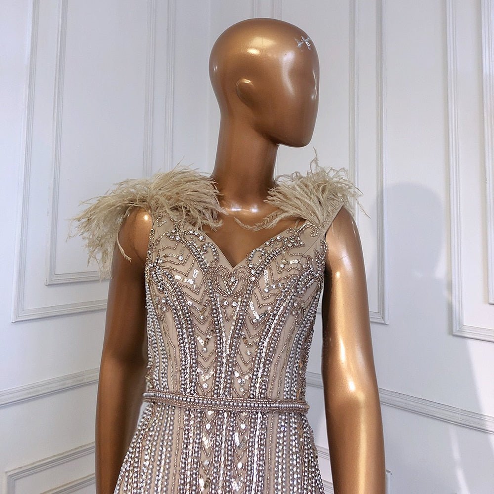 Mermaid Evening Dresses Gowns Elegant Feathers Beading For Women - LiveTrendsX