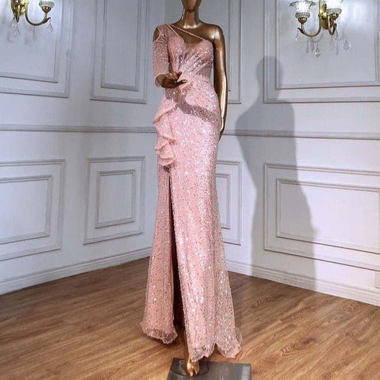 Mermaid Evening Dresses One Shoulder Beaded For Women Party - LiveTrendsX