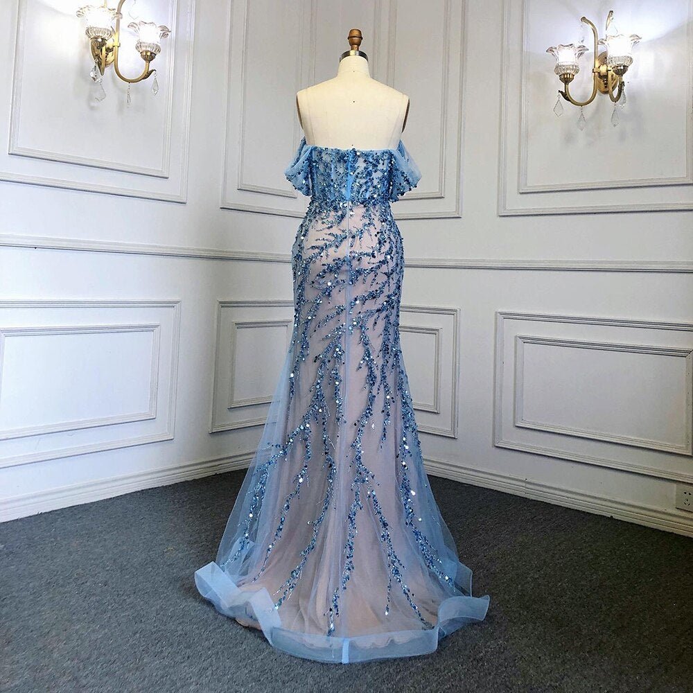 Mermaid Luxury Pink Evening Dresses Gowns Off The Shoulder - LiveTrendsX