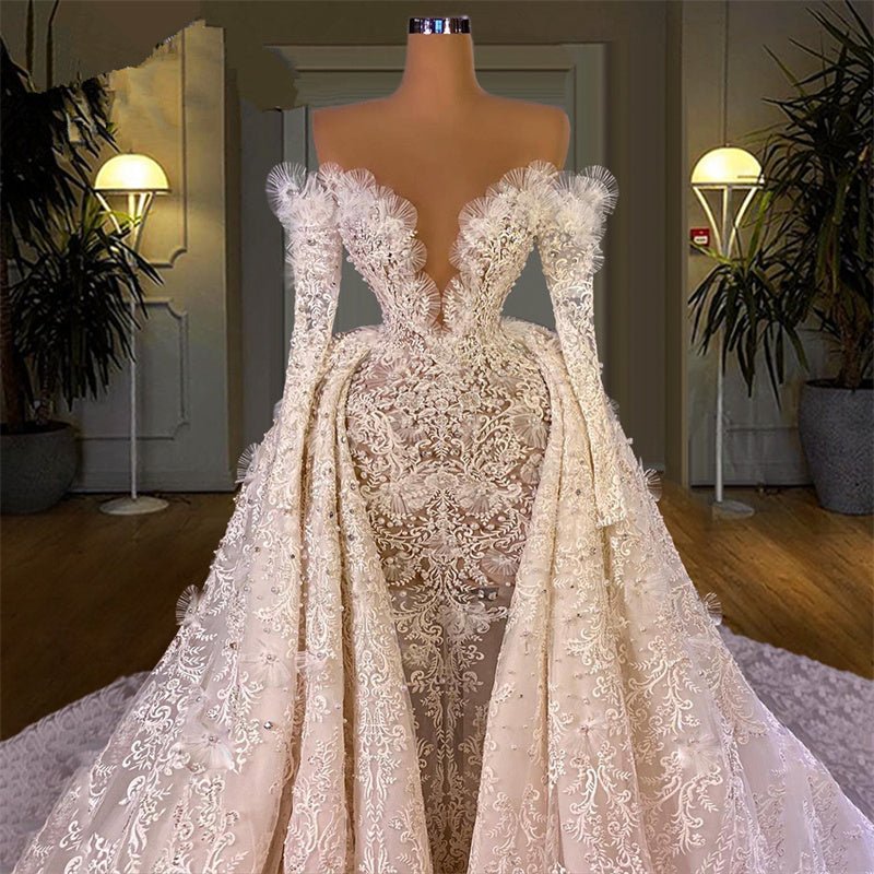 Mermaid Wedding Dress Sleeveless With Detachable Train - LiveTrendsX