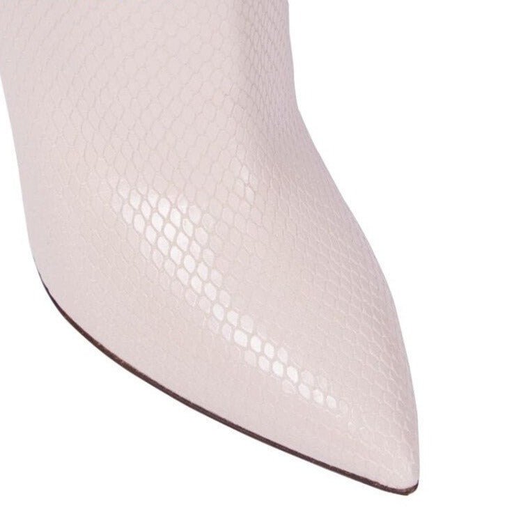 Mid Calf Boots Femme Pointed Toe High Heels Knight Boots - LiveTrendsX